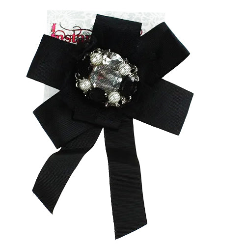 Jeweled Black Bow 5"