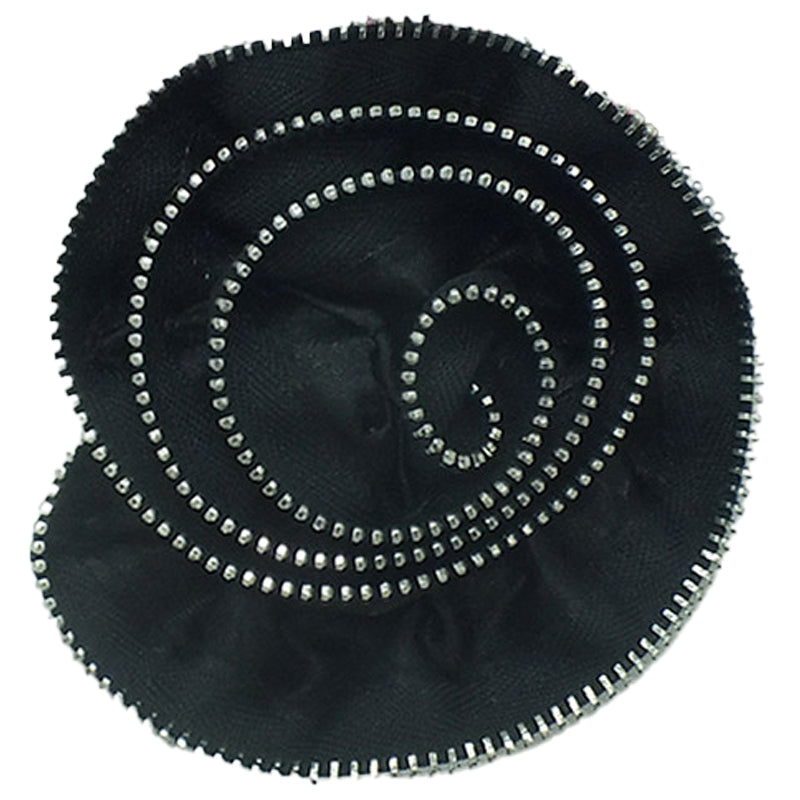 Zipper Edge Black Flower Brooch