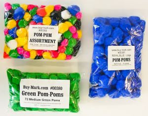Assorted Apparel Grade Pom-Poms (Box of 288)