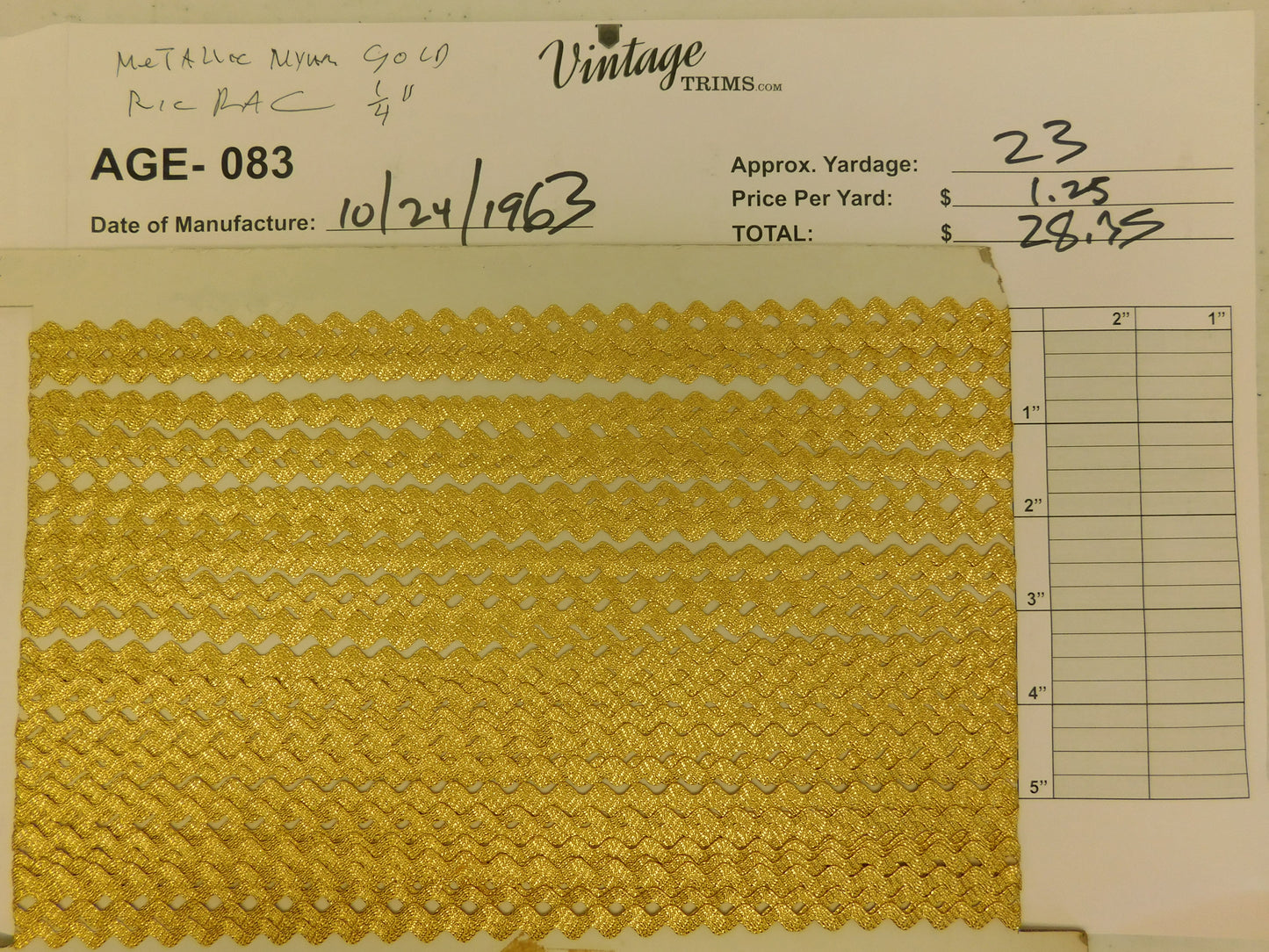 Gold Metallic Mylar Ric Rac - 1/4"