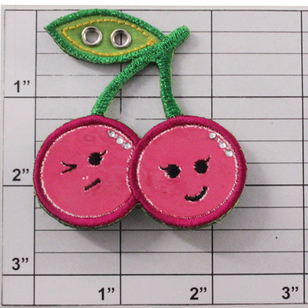 Cherry pin back brooch