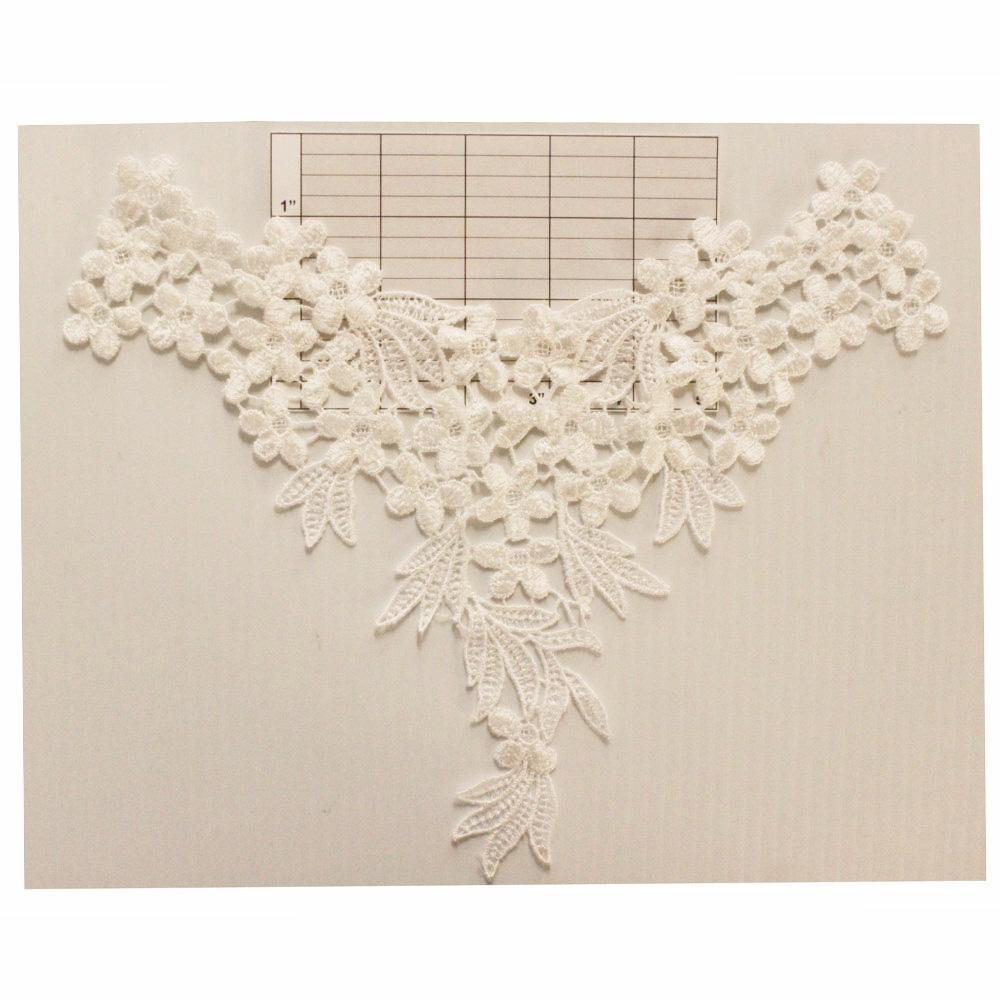 Large Venice Lace V Shape Bodice Center Floral Leaves