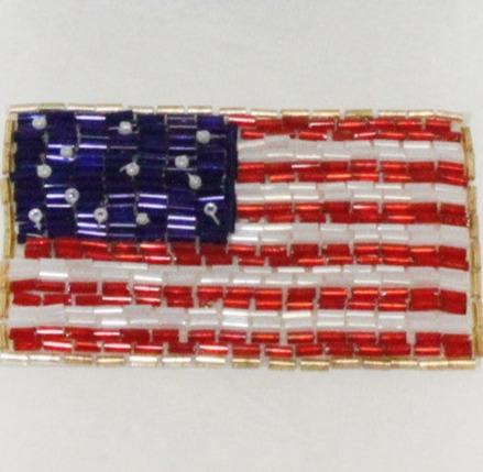 American Flag Patch - Vintage Glass Bugle Beads