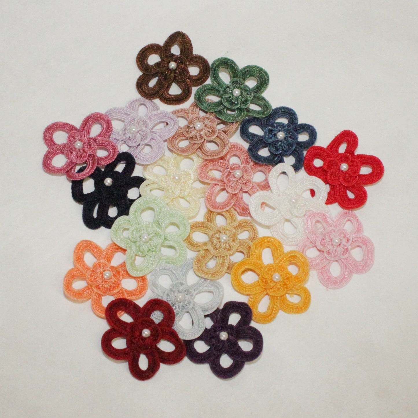 Rayon 5 Loop Flower with Pearl 2” - 19 colors