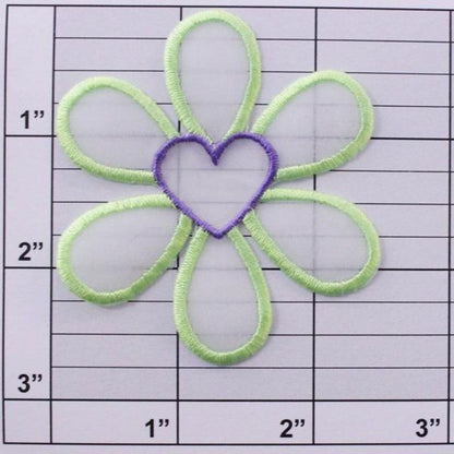 flower w/ heart center applique 8 colors
