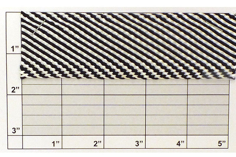 Black & White Diagonal Stripe Flat Braid 1-5/8"