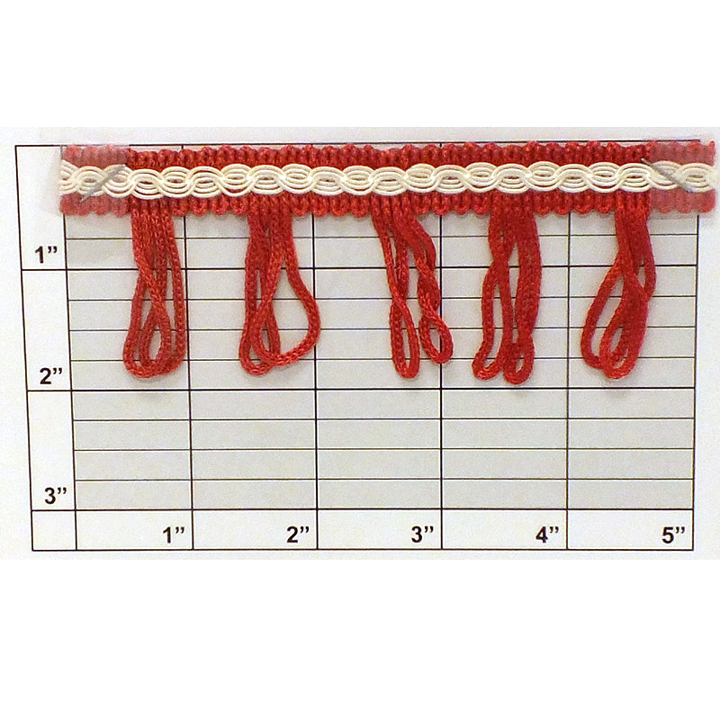 Rat Tail Loop Fringe w/ Gimp 1-7/8" (Per Yard) 3 Colors