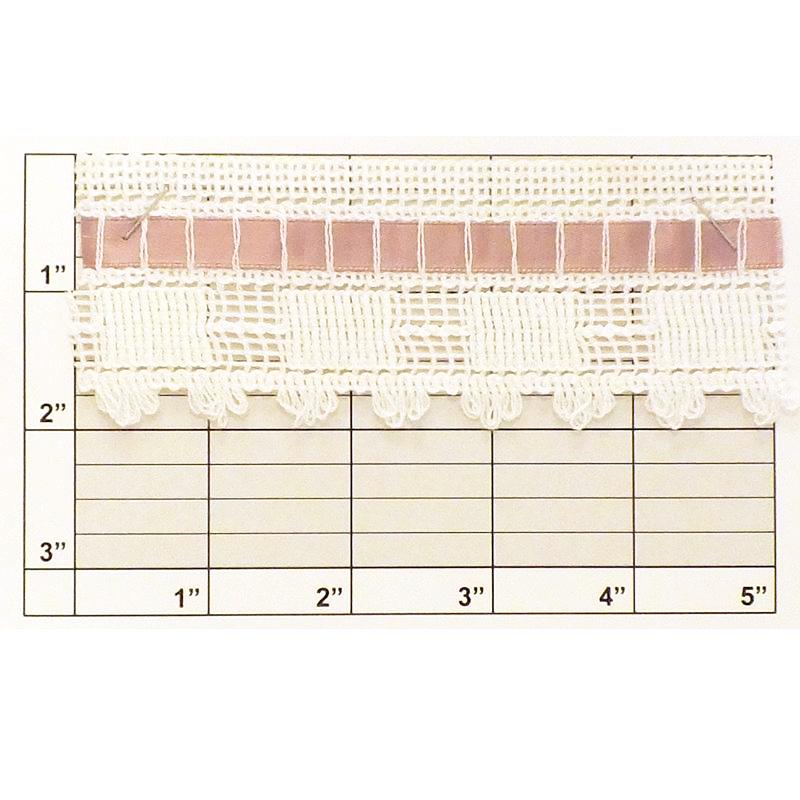 Inset Lace Braid 2" White Lavender