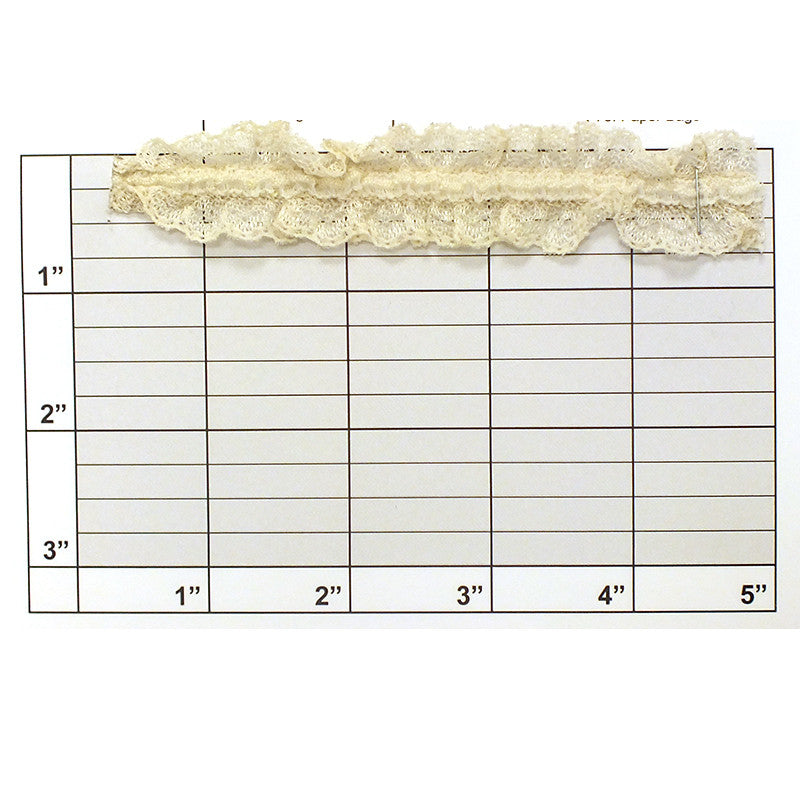 Pleated Elastic Cluny Lace 7/8" (Per Yard) Ivory
