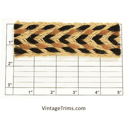 Jute Braid 1-5/8" (Per Yard) Khaki/Black/Tan