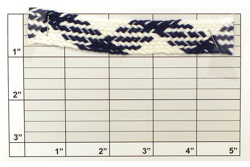 Diagonal Weave Braid 3/4" - White/Navy