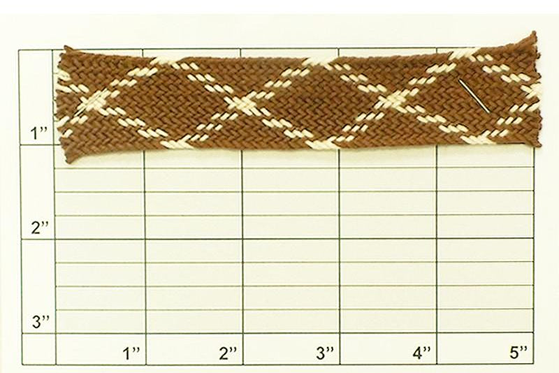 Diamond Weave Flat Braid 1" (Per Yard) Brown/White