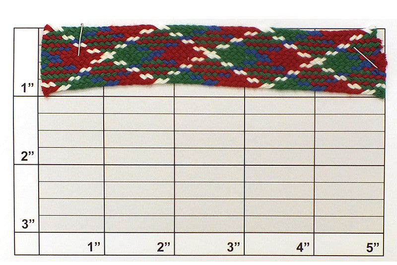 Diagonal Weave Flat Braid 7/8" (Per Yard) Red/Green/Blue/White