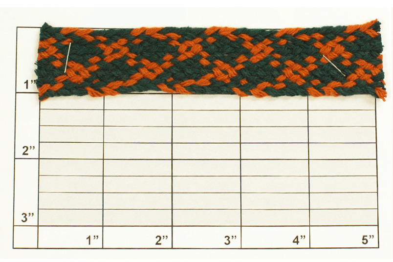 Flat Braid 1" (Per Yard) Turquoise/Burnt Orange