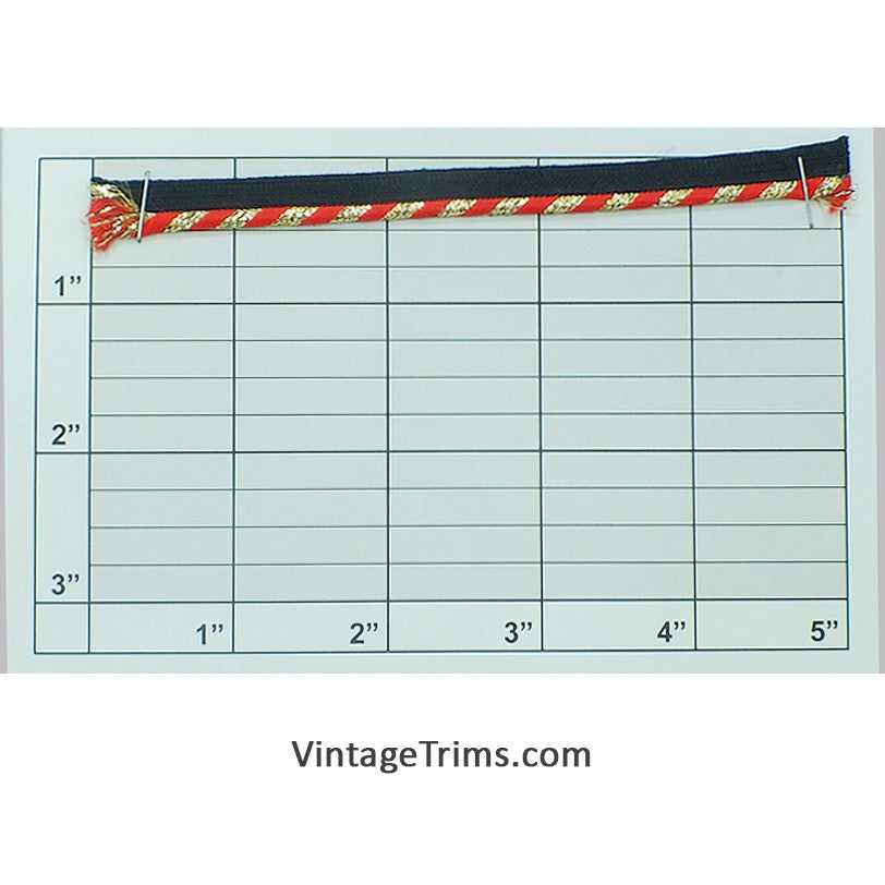 Cordedge w/ Tape 3/8" (Per Yard) Metallic Gold/Red/Black