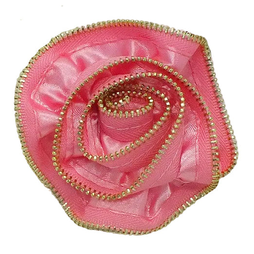 Zipper Edge Pink Flower Brooch