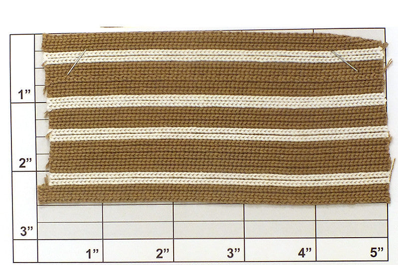 Horizontal Stripe Knit Braid 2-1/2" (Per Yard) Tan/White