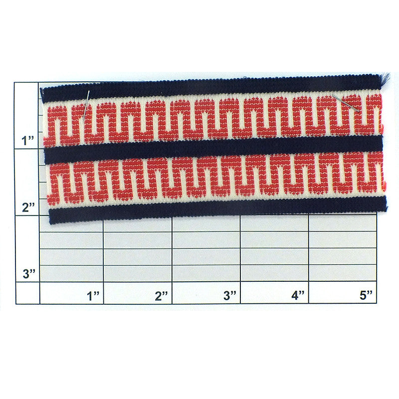 Elastic 2" (Per Yard) Navy/White/Burnt Orange