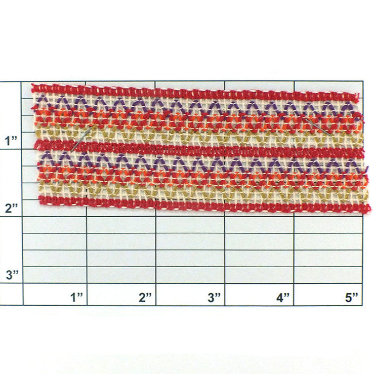 Zig Zag Braid 1-13/16" (Per Yard) Multi-Color
