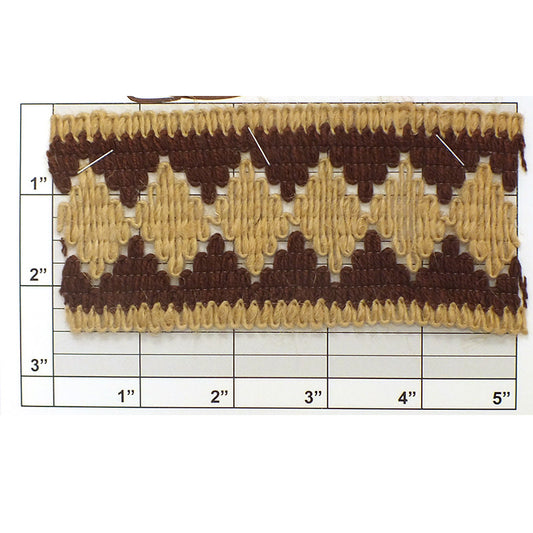 Diamond Jute Braid 2-1/2" (Per Yard) Brown/Natural