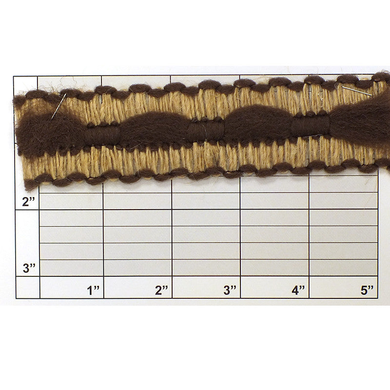 Jute Braid w/ Inset 1-1/2" (Per Yard) Jute/Brown