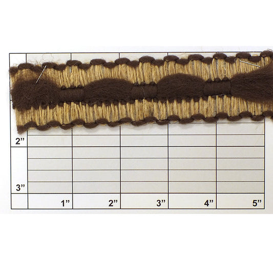 Jute Braid w/ Inset 1-1/2" (Per Yard) Jute/Brown