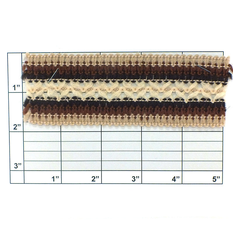 Braid w/ Mini X's 1-7/8" (Per Yard) Beige/Brown/Black/Natural
