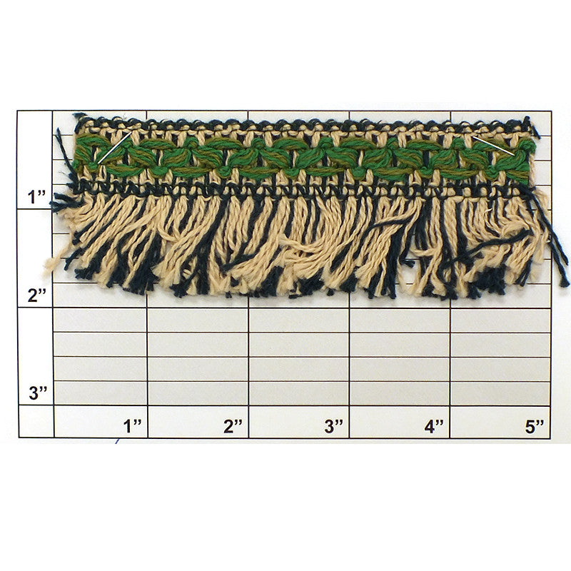 Multicolor Brush Fringe w/Braid Top Edge 1-3/4" (Per Yard) 2 Colors