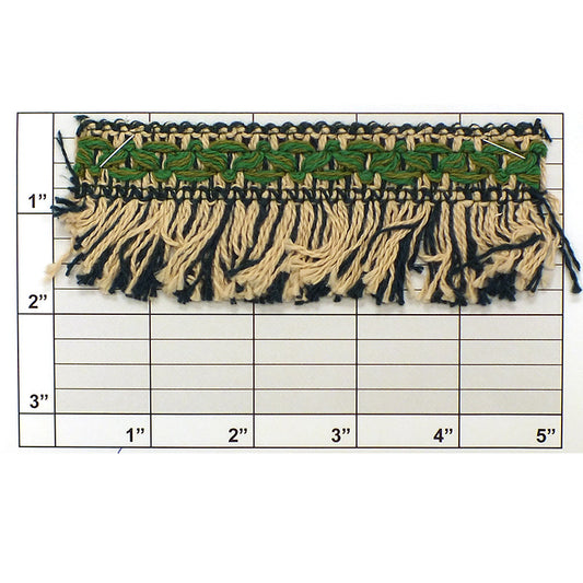 Multicolor Brush Fringe w/Braid Top Edge 1-3/4" (Per Yard) 2 Colors