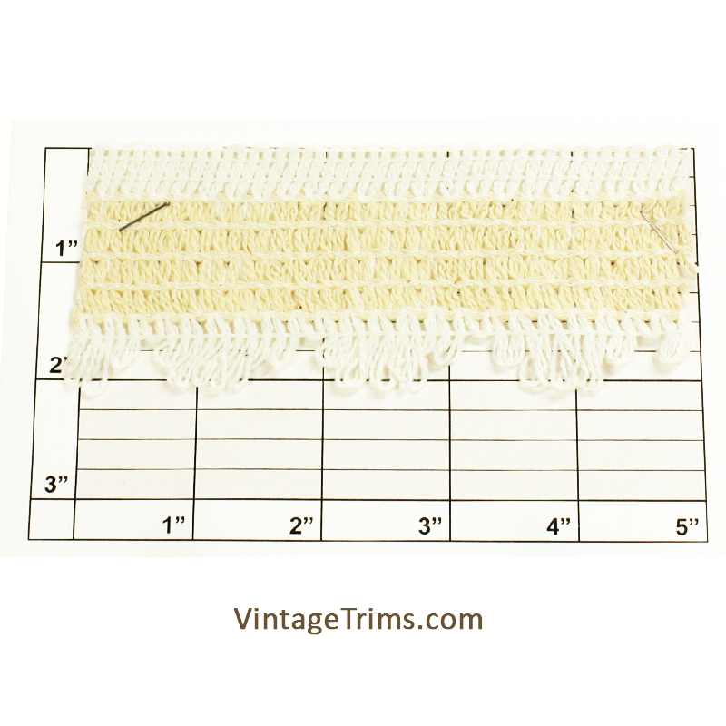 Braid w/Loop Fringe 2-1/8" (Per Yard) White/Oatmeal