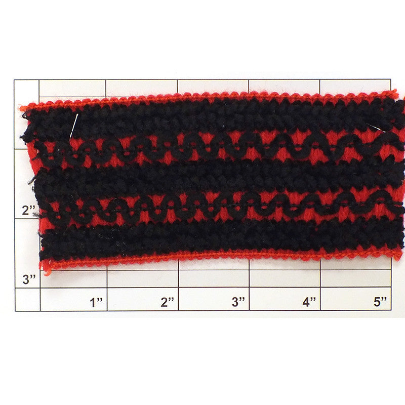 Patterned Chenille Elastic Braid 2-3/8" (Per Yard) 4 Colors