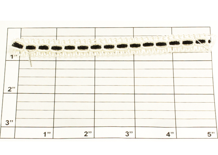 Braid with Inset 9/16" (Per Yard) White/Black
