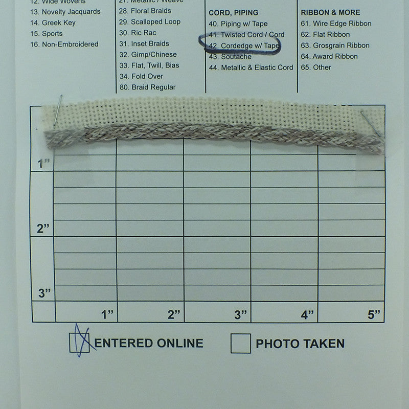 Lip Cord 3/16" (Per Yard) Natural/Sandstone