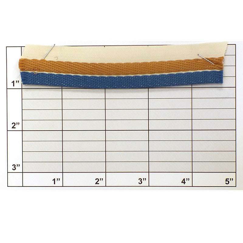 Two Color Stripe Flat Piping 5/8" Regal Blue/Tan/Ivory