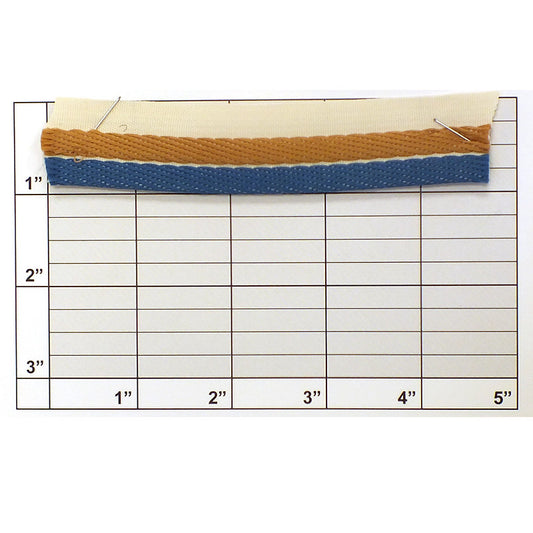 Two Color Stripe Flat Piping 5/8" Regal Blue/Tan/Ivory