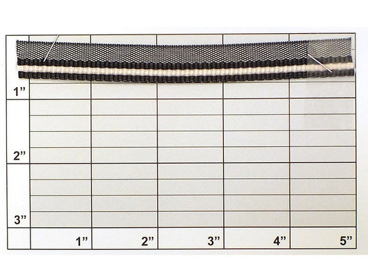 Stripe Flat Piping  1/4"  Black/Light Pink/White