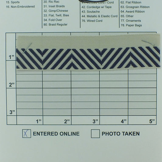 Flat Piping w/ Tape 13/16" (Per Yard) Navy/Off-White