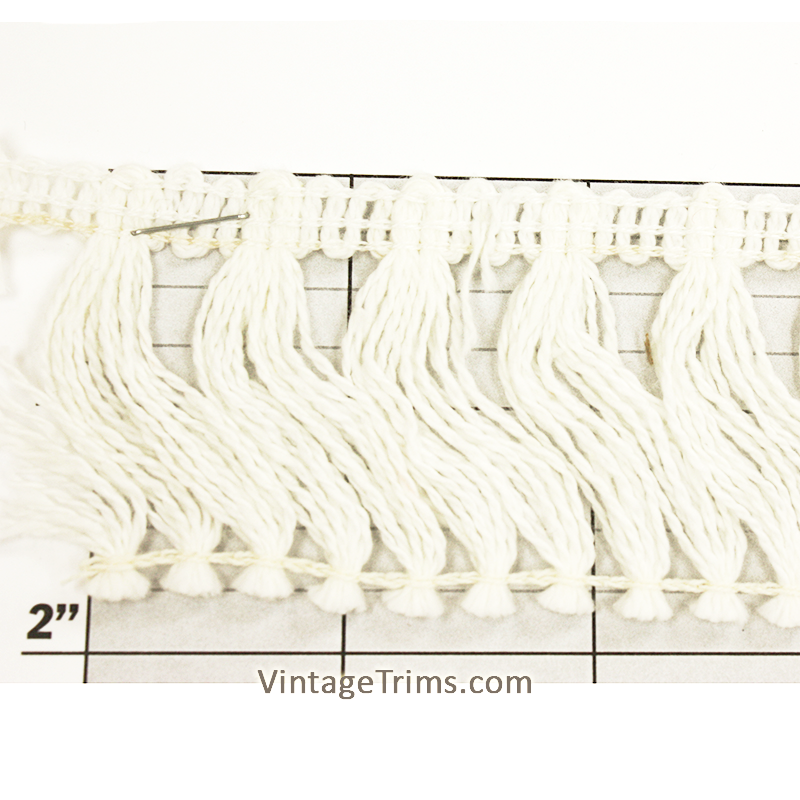 White Brush Tassel Fringe 2-1/8"