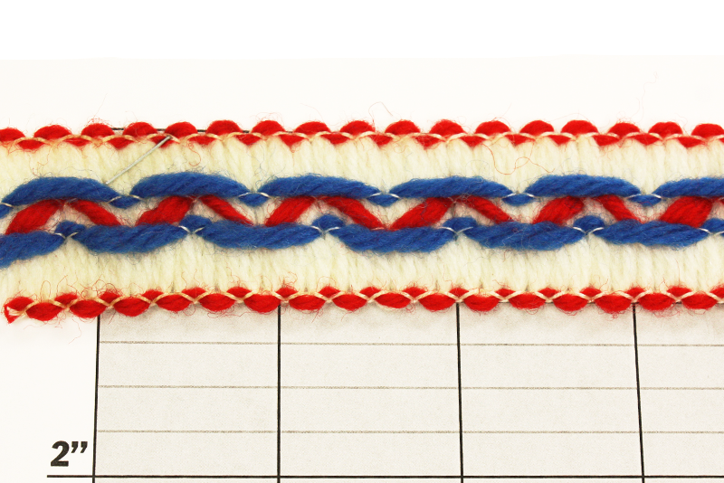 Retro Yarn Braid 1" Blue/Red/White