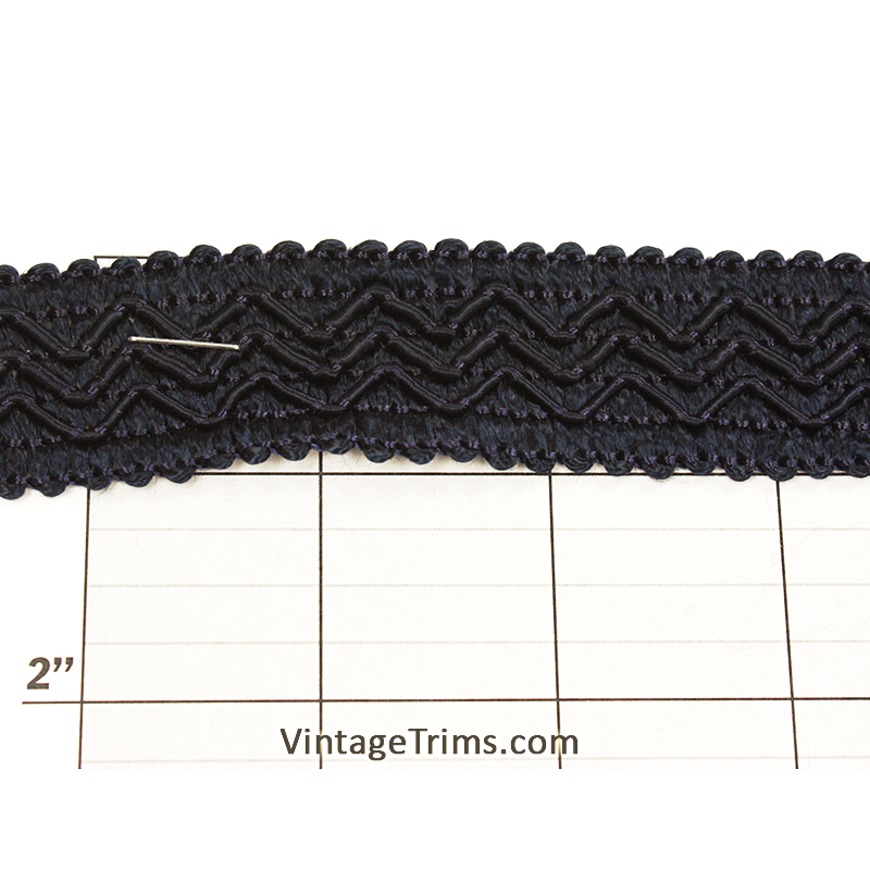 Navy Triple ZigZag Braid 1-1/8"
