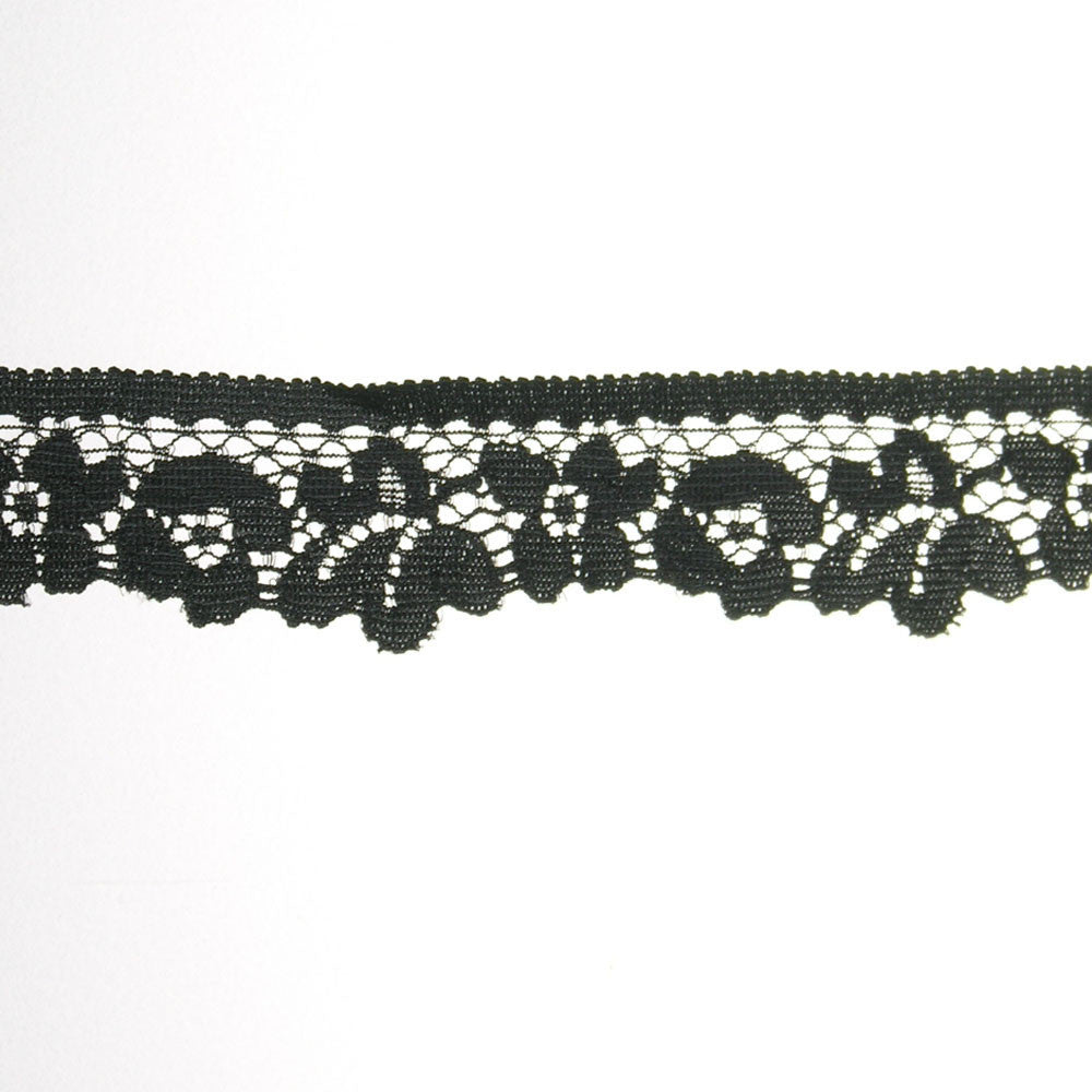 1" Elastic-Lace Fabric Trim