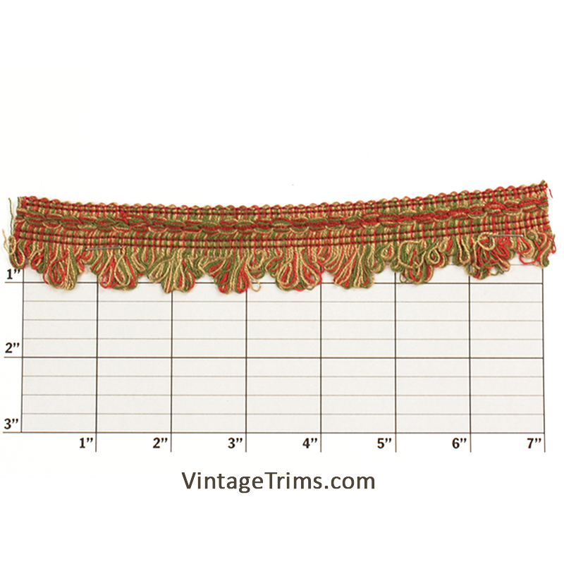 Loop Fringe w/ Decorative Top Band 1-1/4" - 9 Colors