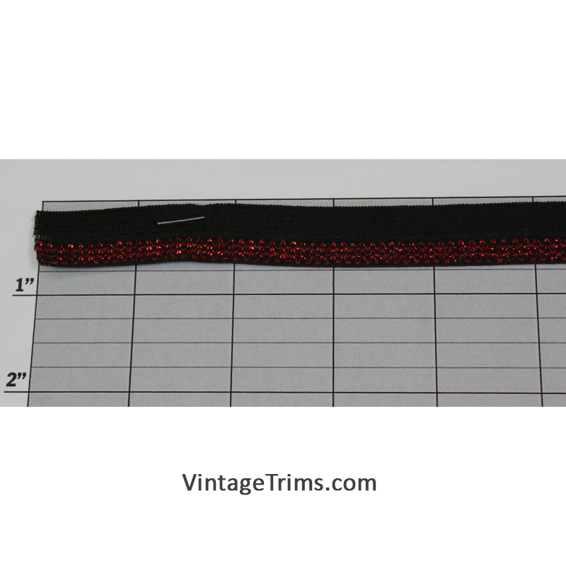 Metallic Elastic 5/8" (288 Yard Roll) Black/Red