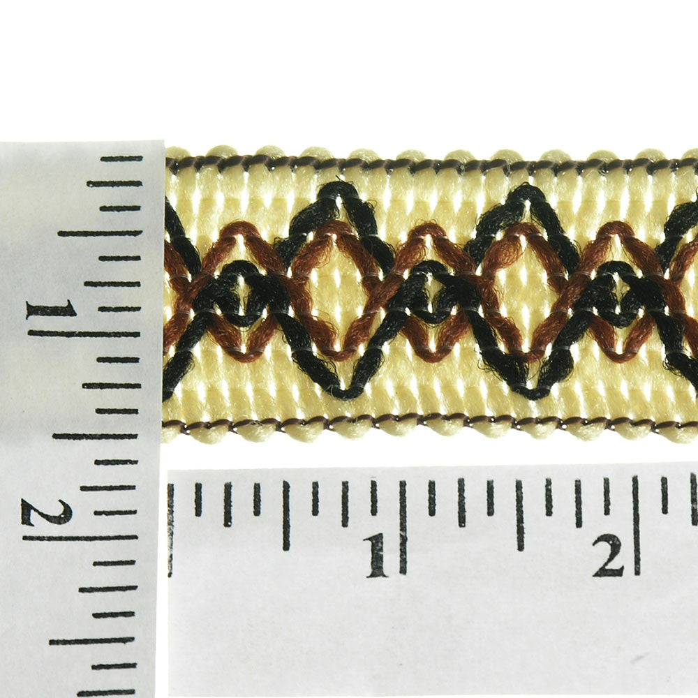Diamond Weave Braid 1-1/2" Black Brown Cream