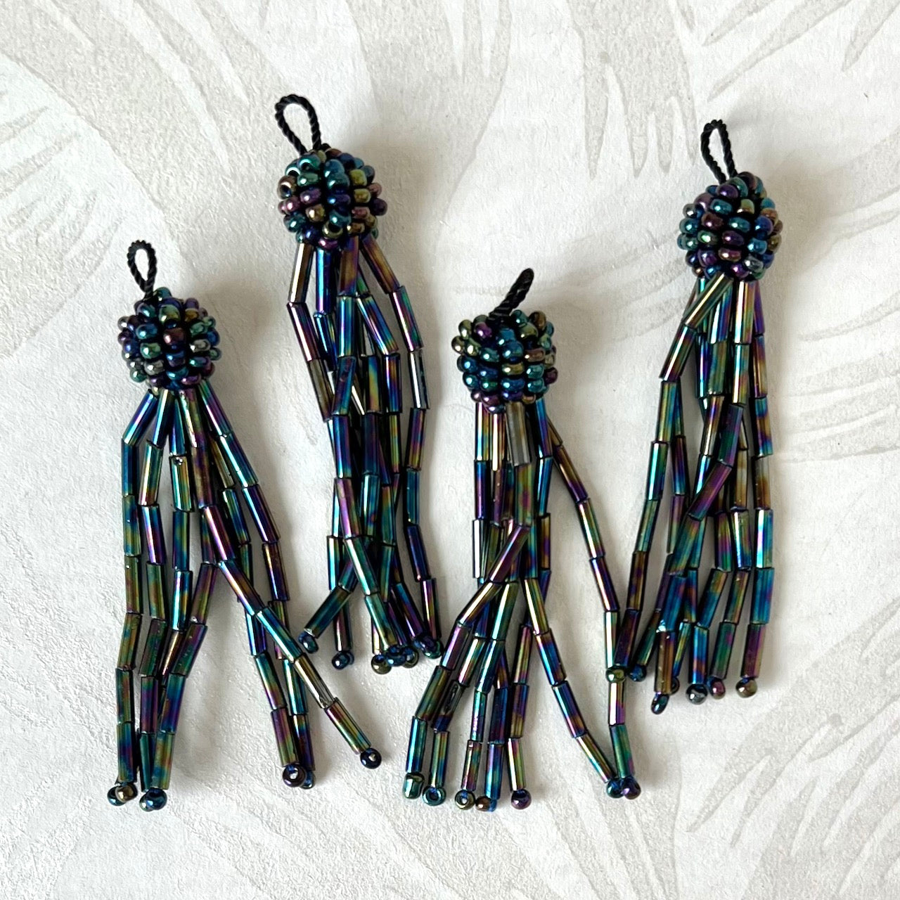 Glass Bugle & Seed Bead Tassels 2-1/4" - Multiple Colors