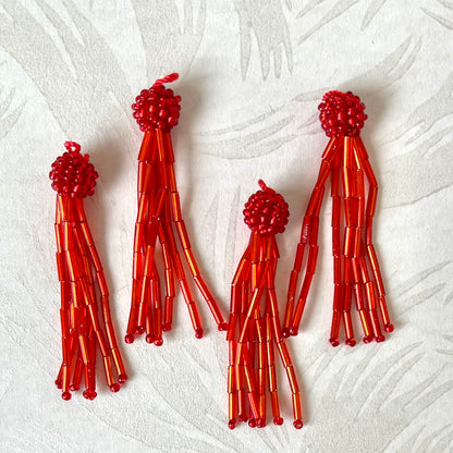 Glass Bugle & Seed Bead Tassels 2-1/4" - Multiple Colors