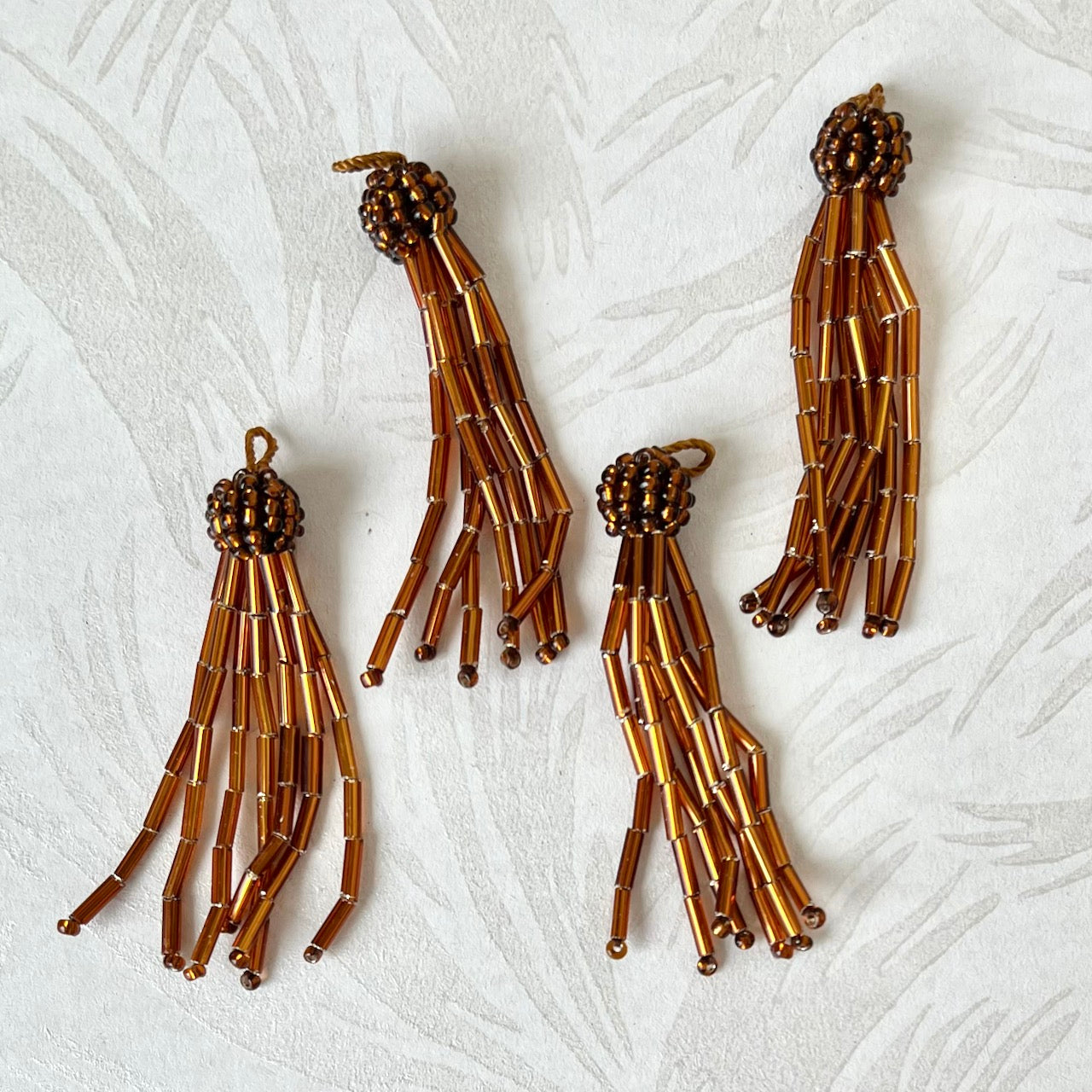 Glass Bugle & Seed Bead Tassels 2-1/4" - Multiple Colors