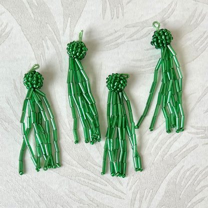 Glass Bugle & Seed Bead Tassels 2-1/4" - Multiple Colors