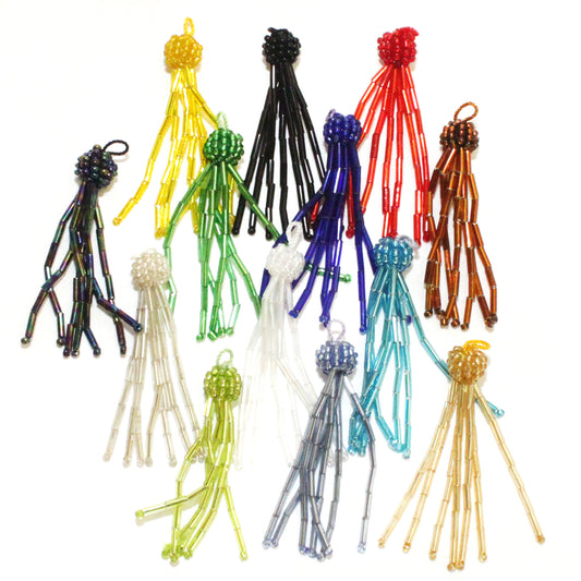 Glass Bugle & Seed Bead Tassels 2-1/4" - Multiple Colors