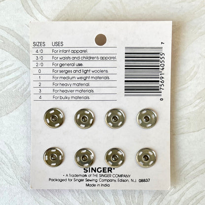 Brass Sew On Snap Fasteners - Singer - Multiple Sizes